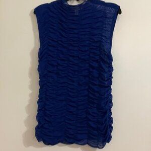 TOPSHOP Ribbed High Neck Sheer Royal blue Tank Size M; NWOT